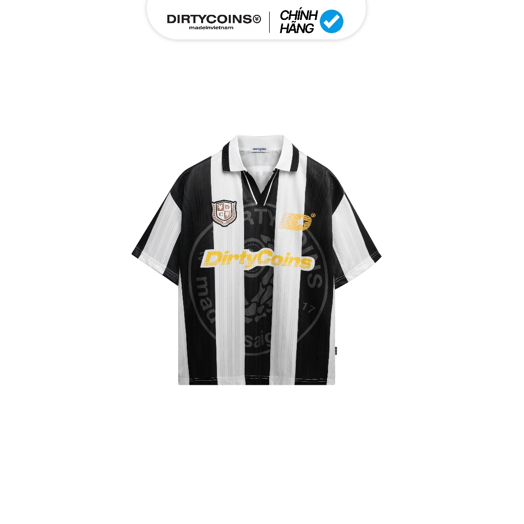 Áo Thun Polo Soccer Jersey Striped Black White