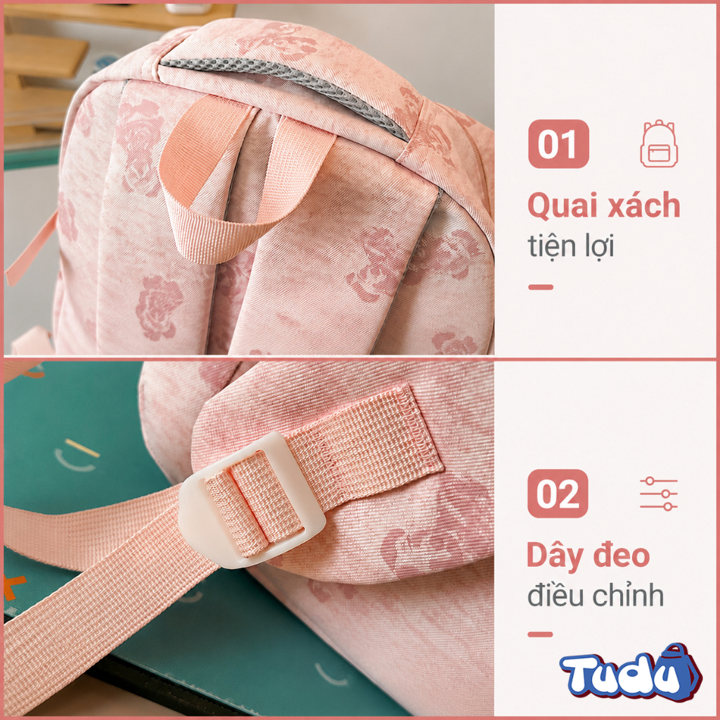 Balo Nữ Đi Học Chống Nước Tudu 017 Kèm Gấu Bông Cute, Balo Laptop 14 Inch Hàn Quốc Nhẹ Đẹp Đi Chơi | BigBuy360 - bigbuy360.vn