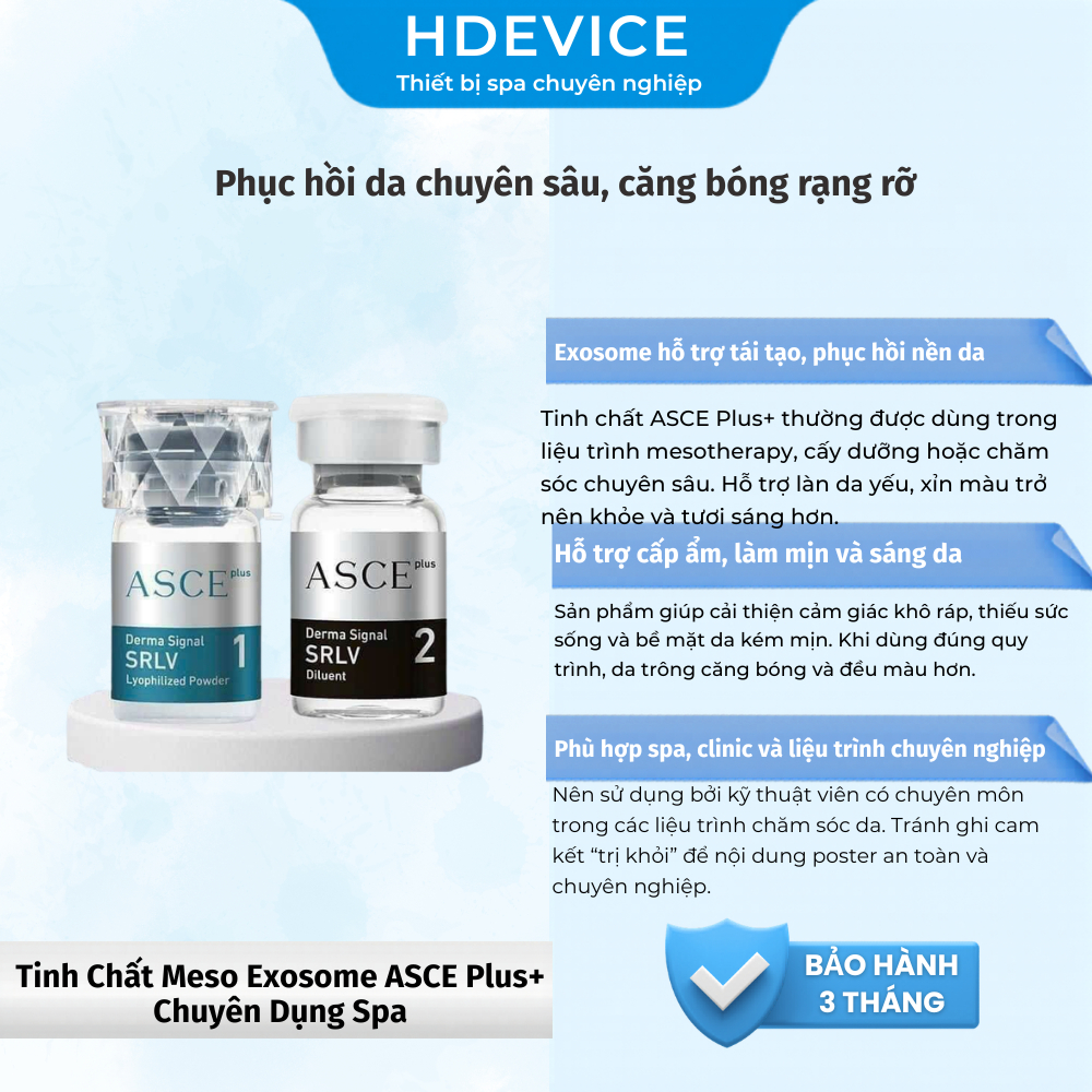 Meso Exosome Asce Plus+ - Cấy Ngoại Bào Tái Tạo Da Chuyên Sâu, Phục Hồi Tế Bào - Vật Tư Spa