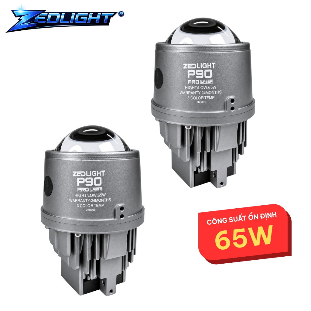 Đèn Bi Gầm Oto P90 LASER ZED LIGHT - Có Trợ Pha Laser Chiếu Xa Tới 300m, Có Quạt Tản Nhiệt, Chống Nư