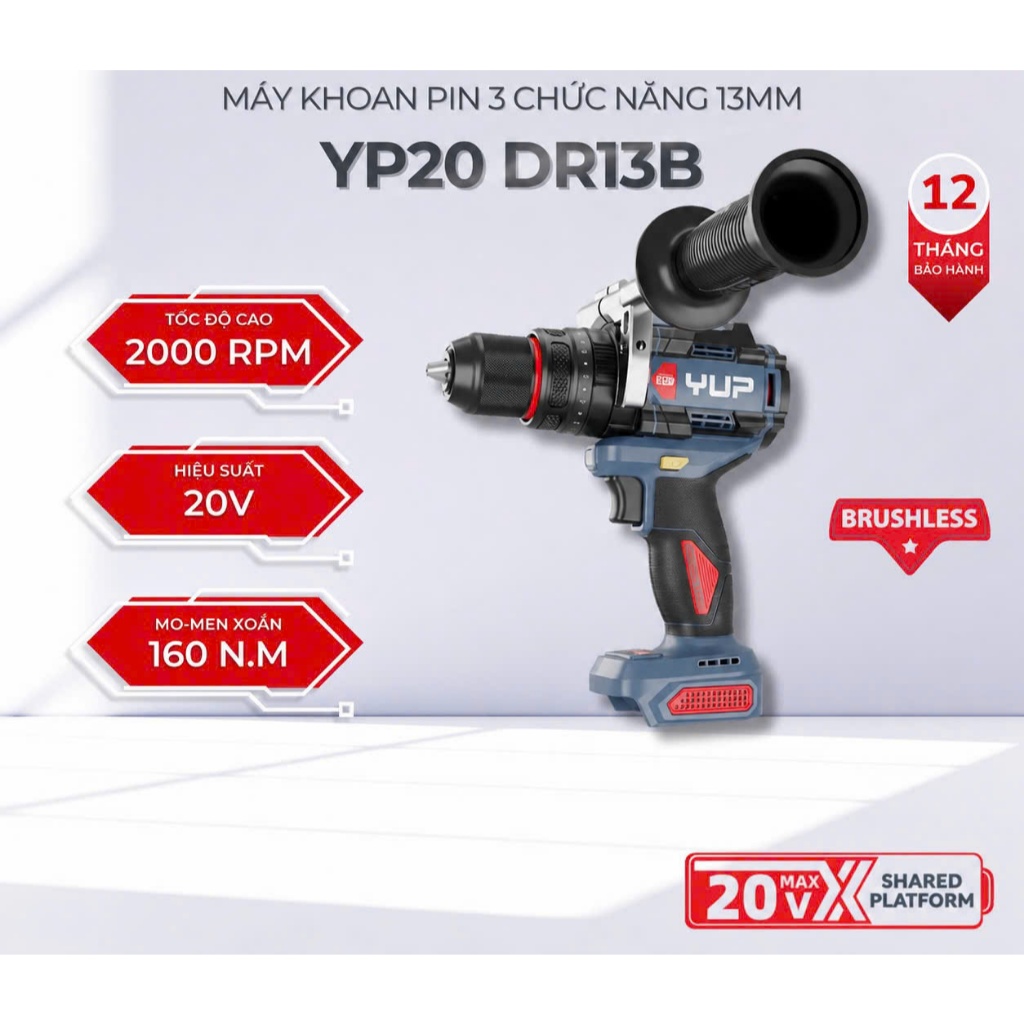 Máy khoan rút lỗi 160N.m YuPai - SFUNPRO YP20-DR13B_S20-DCD13A_ MÁY XÂY DỰNG HỒNG NHIÊN_ máy khoan r