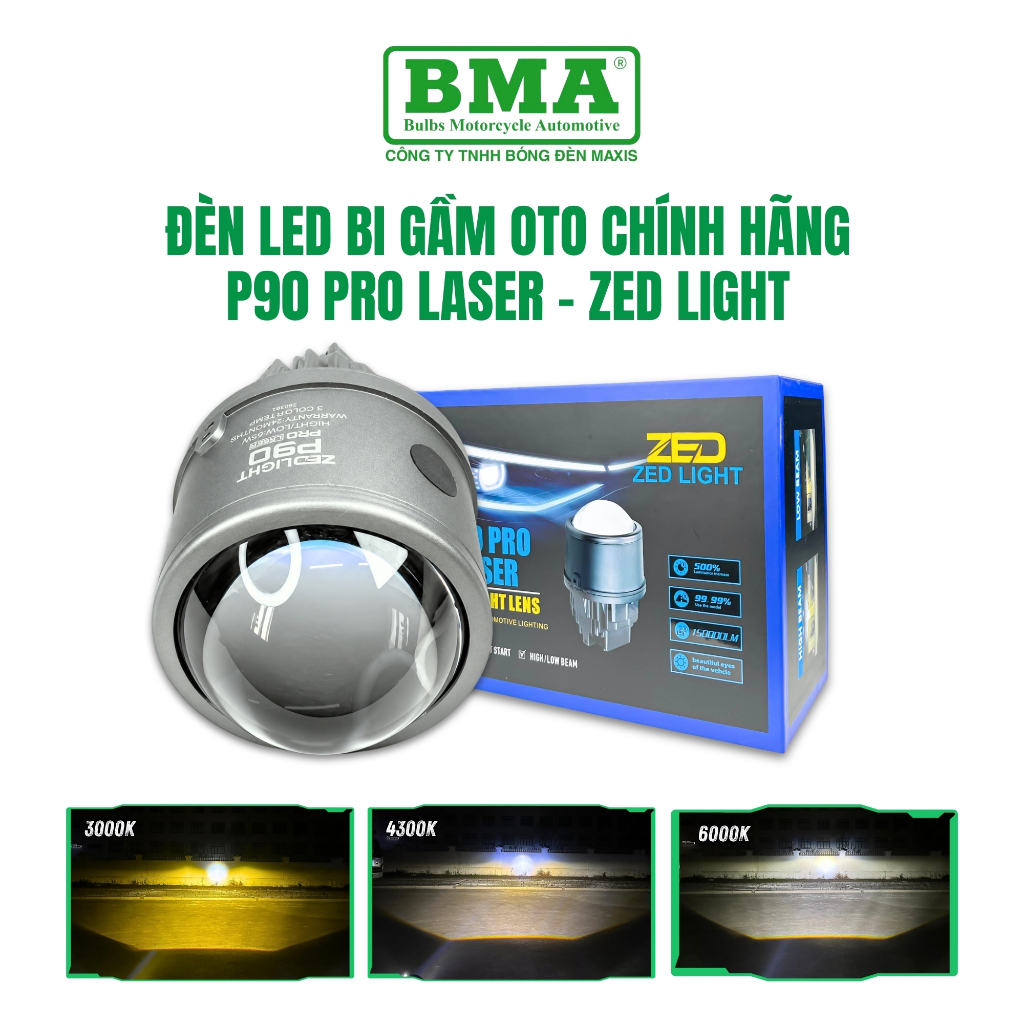 Đèn LED Bi Gầm P90 Laser ZED LIGHT 65W, Trợ Pha Laser, Tản Nhiệt Quạt Gió, Lắp Gầm Ô Tô Bản Mới 2025
