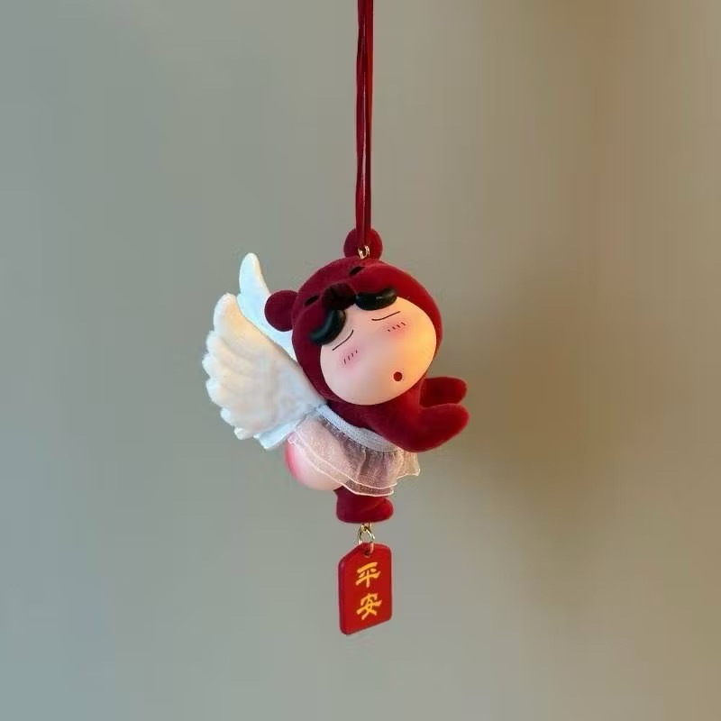 Red Angel Butt Bear Crayon Xiaoxin Pendant Cute Xiaoxin Car Hanging Rearview Mirror Decoration Pink 