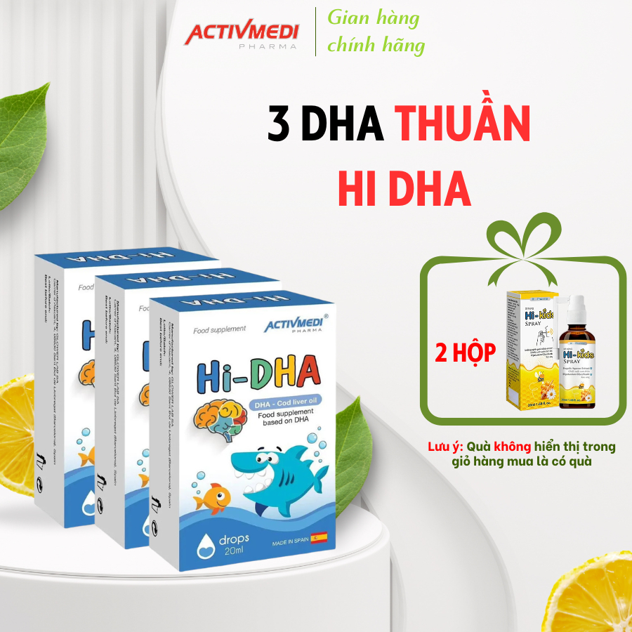 [2 XH] ACTIVMEDI PHARMA Combo 3 HI DHA: HIDHA bổ sung DHA thuần cho trẻ sơ sinh lọ 20ml