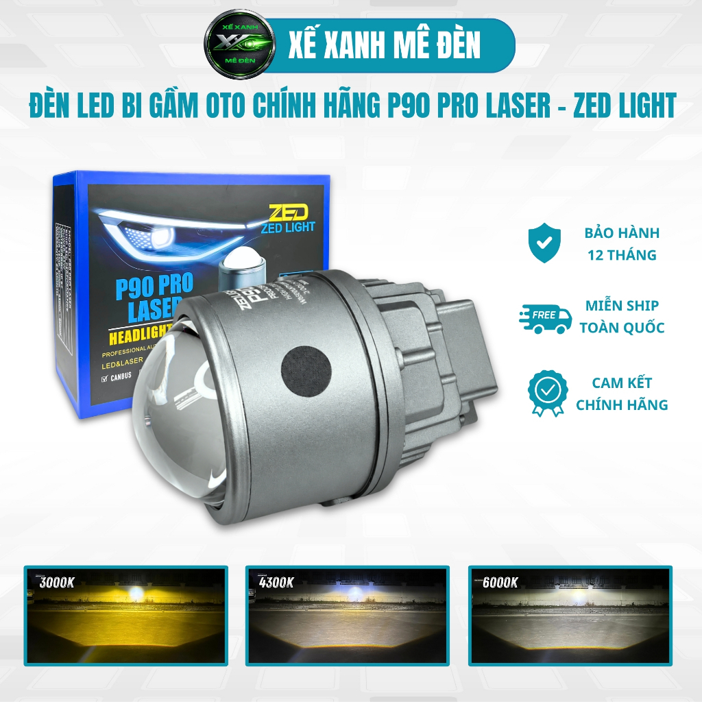 Đèn Bi Gầm 3.0 P90 PRO ZED LIGHT - Hàng Cao Cấp 3 Màu Pha Màn Chập, 65W 12V Điện Bình Lắp Đèn Gầm Ot