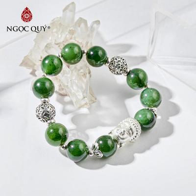 Vòng tay đá Ngọc bích tự nhiên phối charm - Mẫu VC0396 - Ngọc Quý