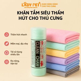 Khăn Tắm Siêu Thấm Hút Nước CLEAN CHAM Cho Chó Mèo - Khăn Thấm Hút Nước Tốt Lau Khô Lông Thú Cưng
