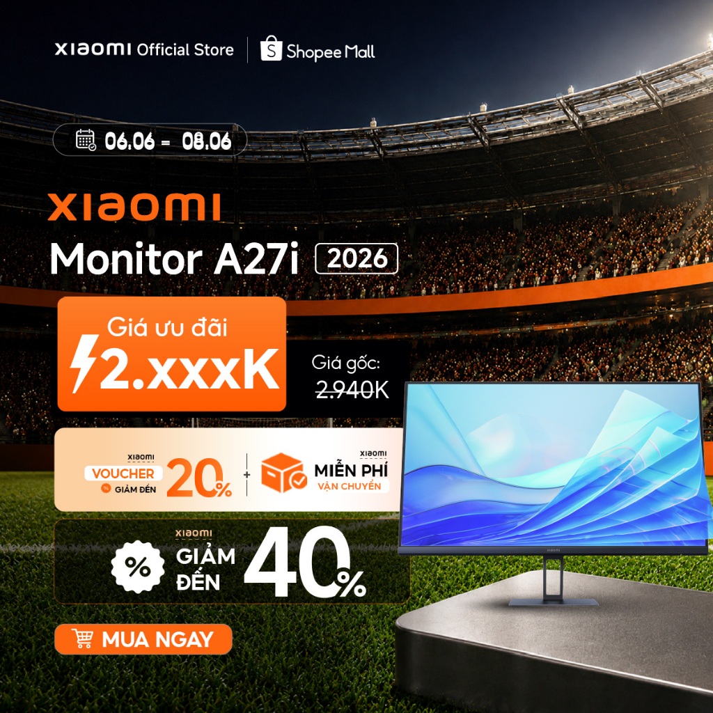 Xiaomi Màn hình Monitor A27i 2026 | Màn hình IPS 27", full HD 1080p | Dải màu 99% sRGB - BH 3 năm chính hãng