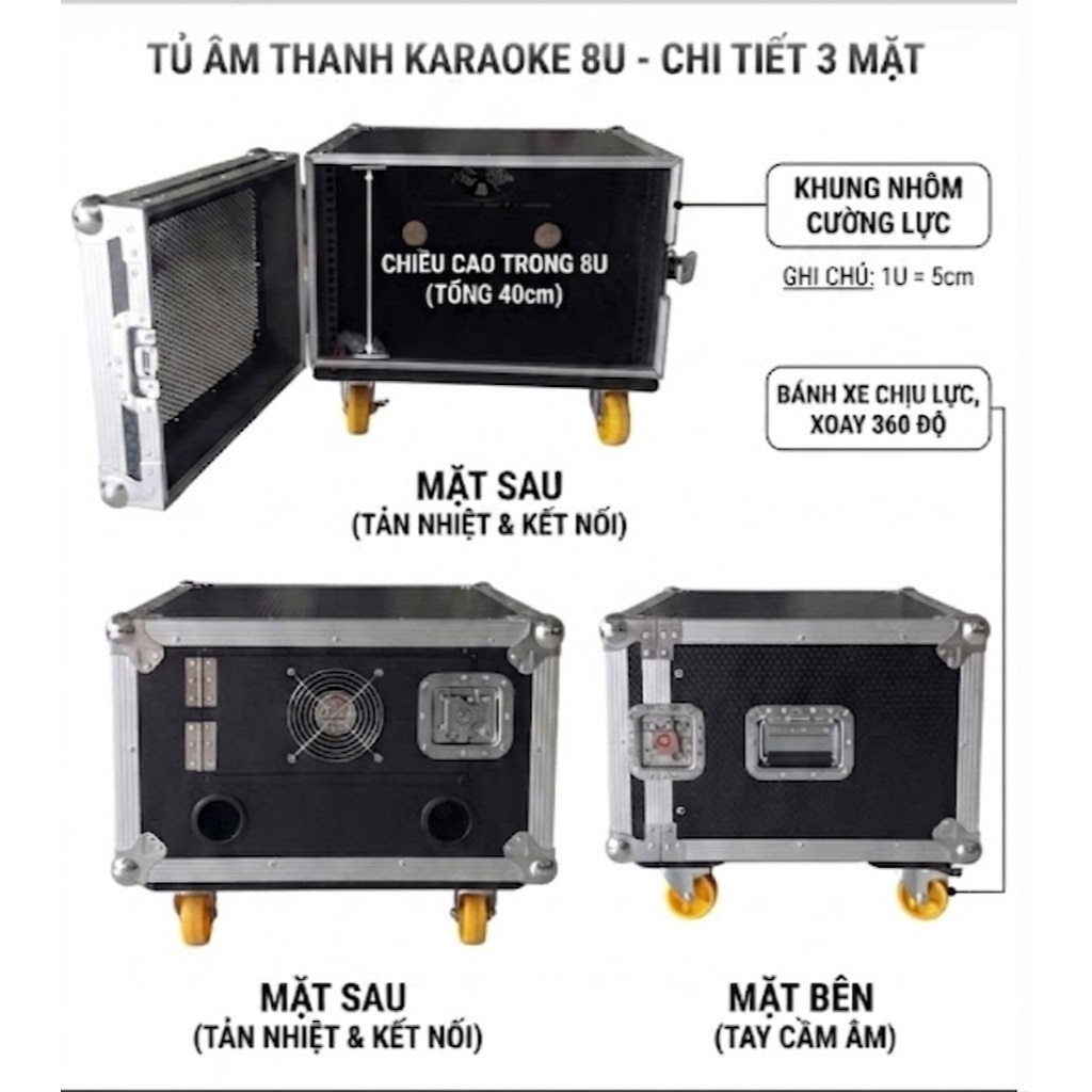 Tủ Âm Thanh Phòng Karaoke 4U 6U 8U 10U – Tủ Rack Chuyên Dụng Đựng Thiết Bị Âm Thanh