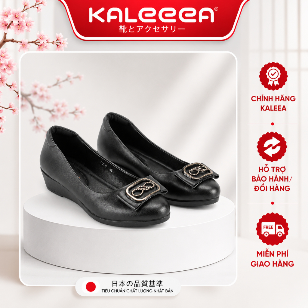 Kaleea - Giày Búp Bê Nữ Đính Đá Tinh Tế Chất Da Mềm, Giày Bệt Nữ Đi Thời Trang Êm Chân G30