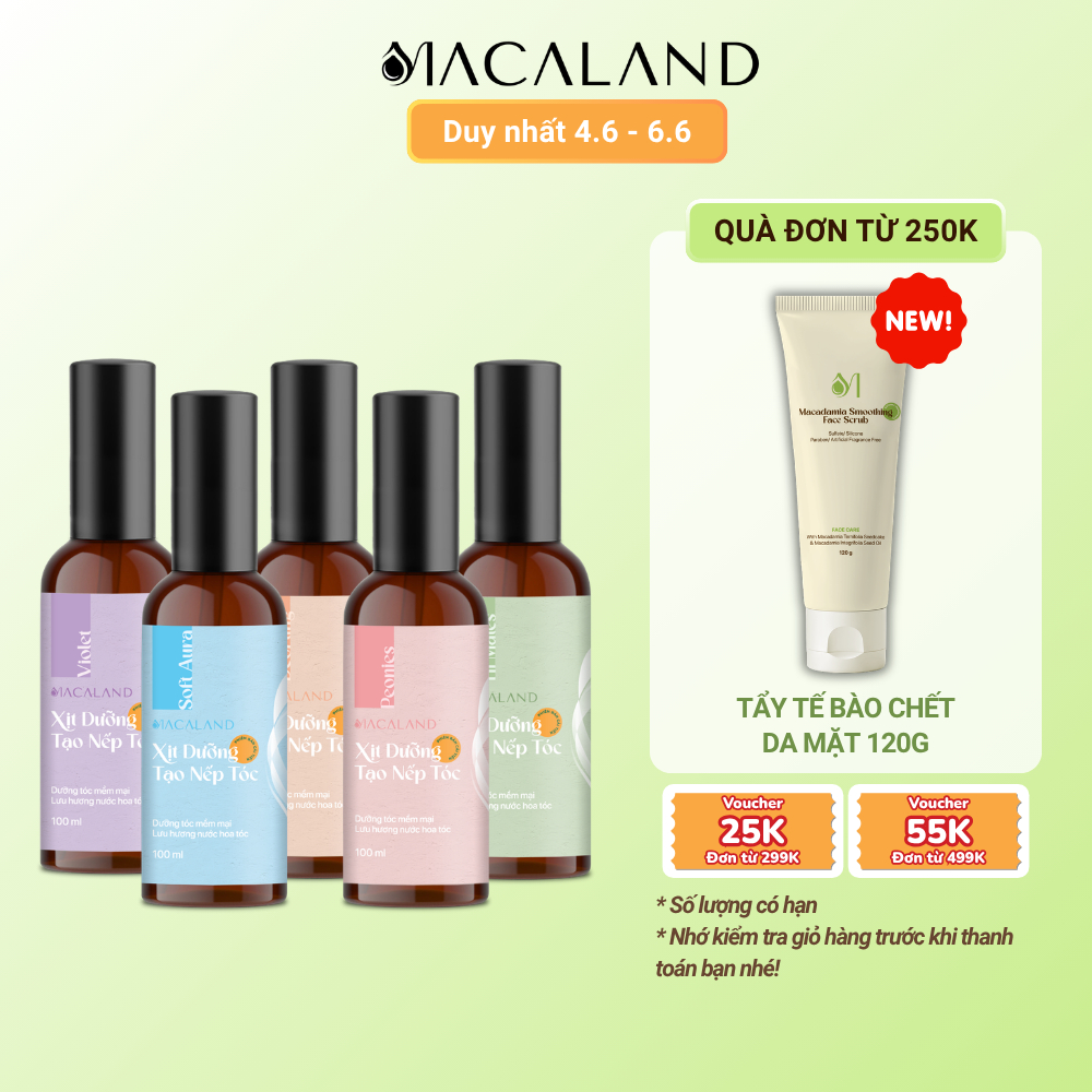 Xịt giữ nếp tạo kiểu và dưỡng tóc 3in1 MACALAND 100ml hương thơm nước hoa cho tóc
