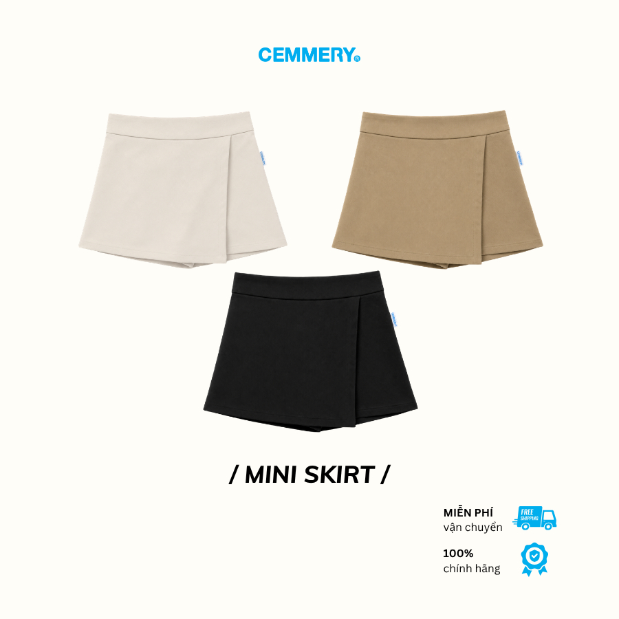 Quần Váy CEMMERY Local Brand Chính Hãng Mini Skirt Vải Kaki Dày Dặn Form Chữ A Suông Cạp Cao 3 Màu