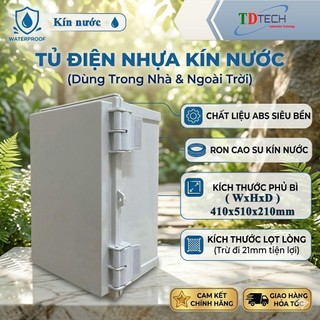 Tủ điện hộp kỹ thuật nhựa ngoài trời , trong nhà 410x510x210 mm - nhựa ABS hàng chính hãng
