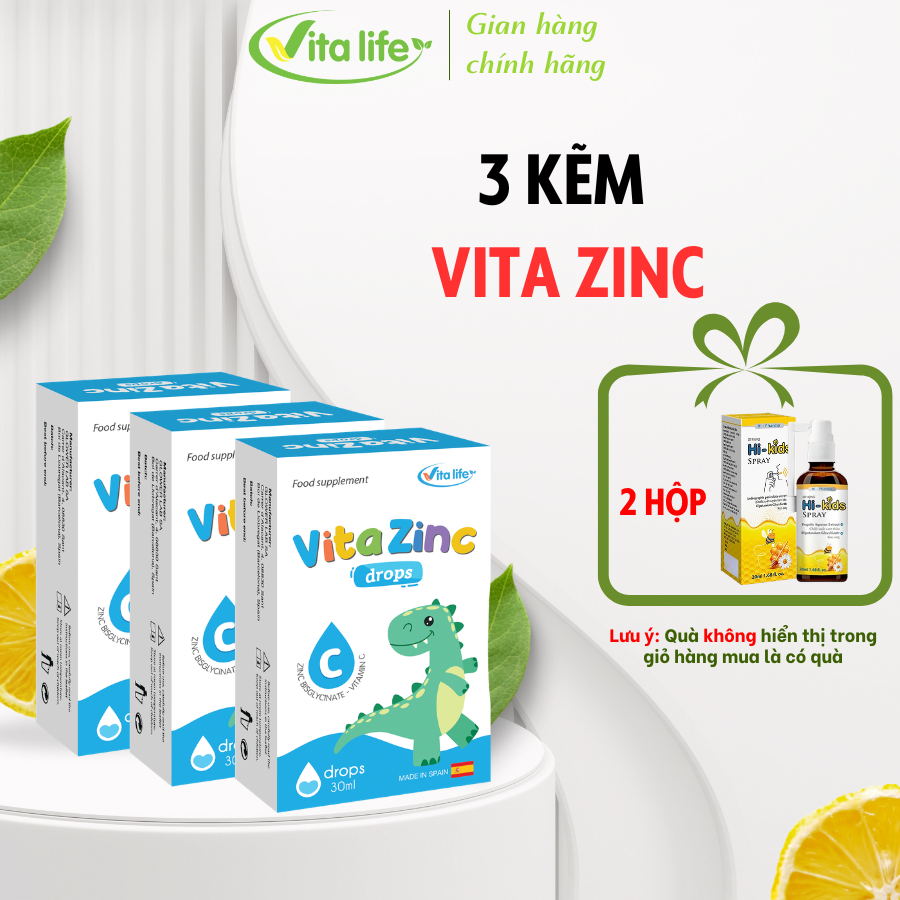 [2 XH ] Vita Life COMBO 3 HỘP Vita ZinC bổ sung kẽm, vitamin C hỗ trợ ăn ngon, tiêu hoá tốt VitaZinC