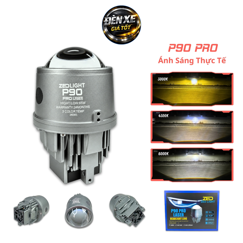 Đèn Bi Gầm 3.0 ZED LIGHT P90 Pro Laser - 3 Gam Màu, Pha Laser Chiếu Xa Tới 300m, Đèn Gầm Oto, Trợ Sá