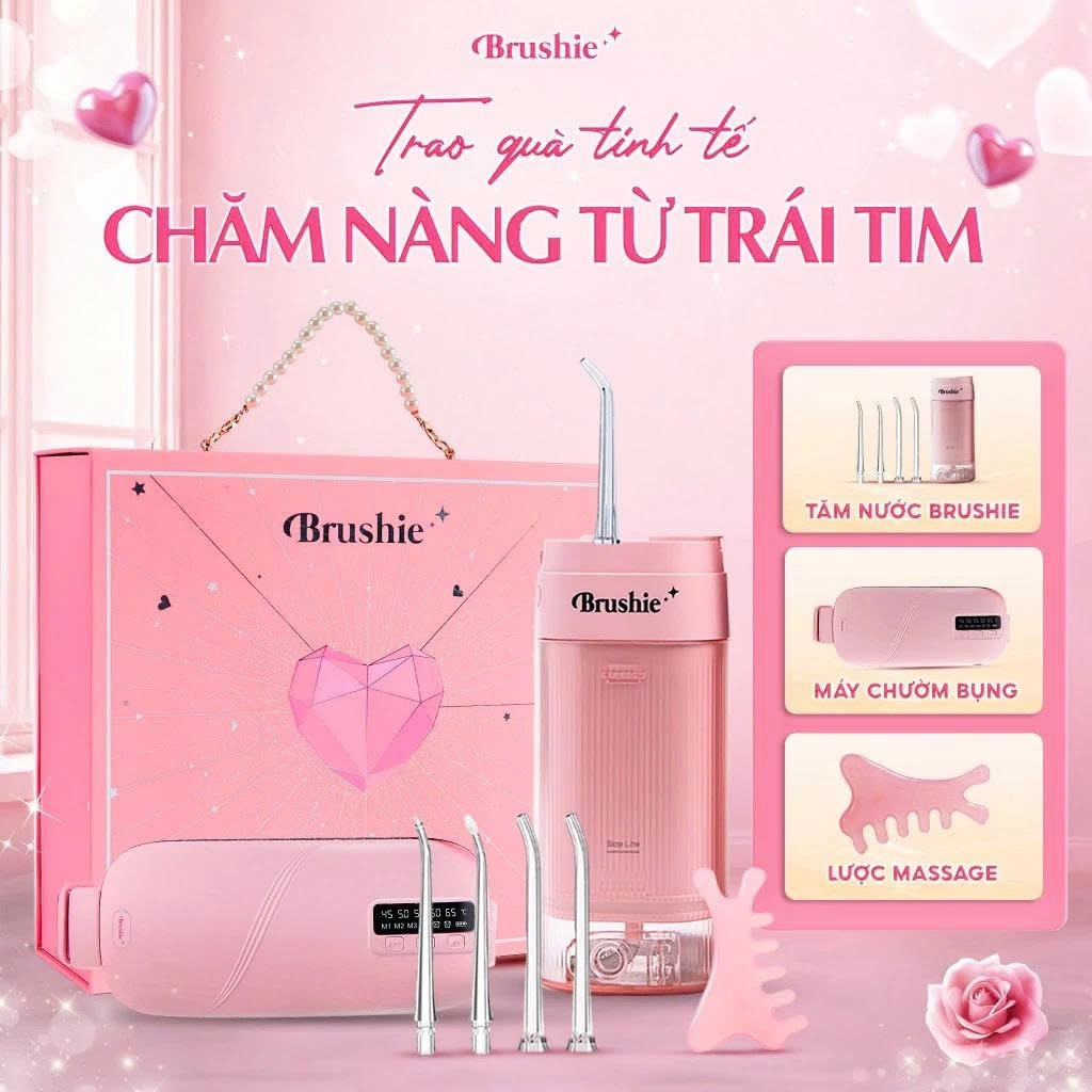 [GIÁ 813K LIVE SHOP] Set Quà Tặng Tăm Nước Brushie Super Clean Cho Nữ Tặng Người Yêu Valentine sinh 