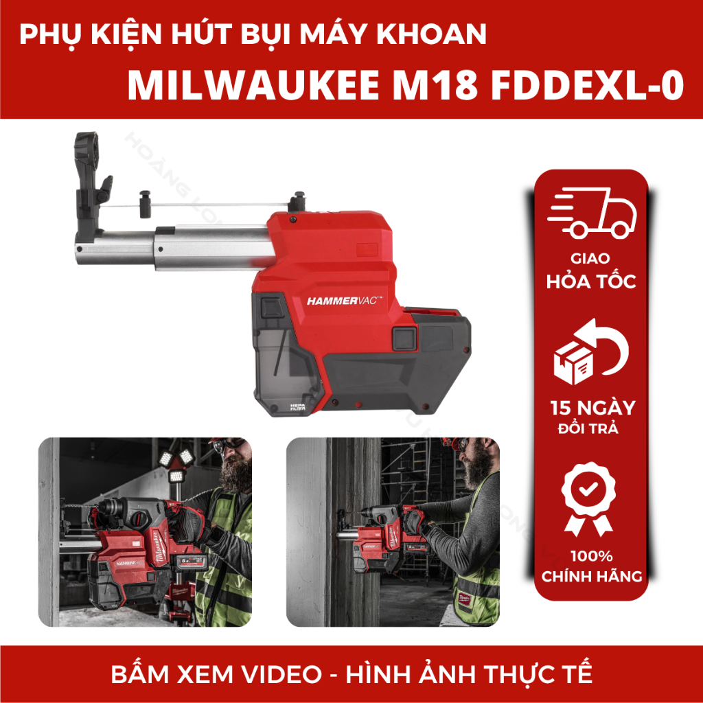 Phụ kiện hút bụi máy khoan Milwaukee M18 FDDEXL-0 Cho máy M18 FH, M18 FHX, M18 ONEFH và M18 ONEFHX