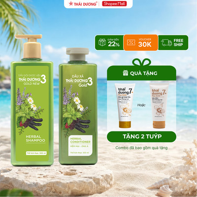 [Hoả tốc]  Mua 1 Dầu gội Thái Dương 3 Hoa Lá Gold chai 500ml tặng tube 7 Plus Gold 50g