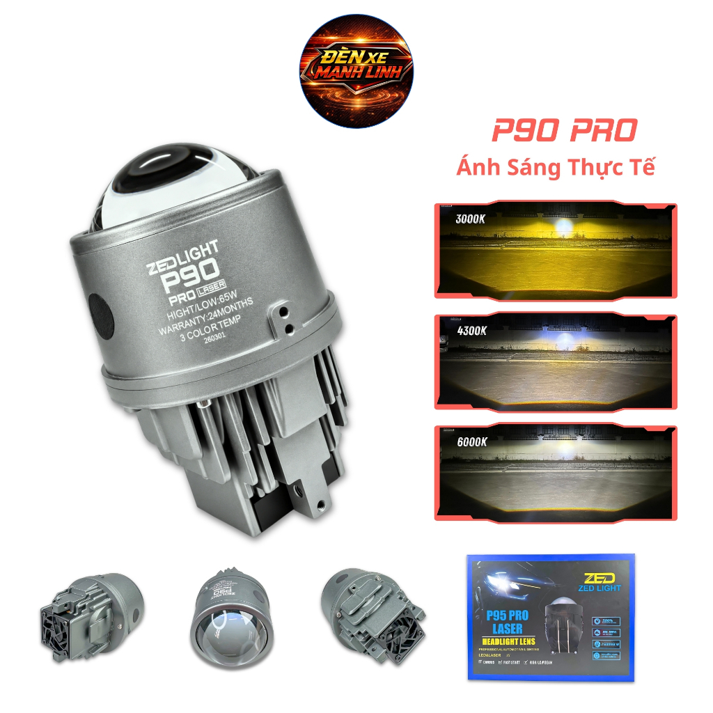 Bi Gầm 3.0 - P90 Pro Laser ZED LIGHT 3 Màu - 130W / 2 Đèn Chống Nước IP68 Đèn Gầm ÔTô, Xe Máy Bảo Hà