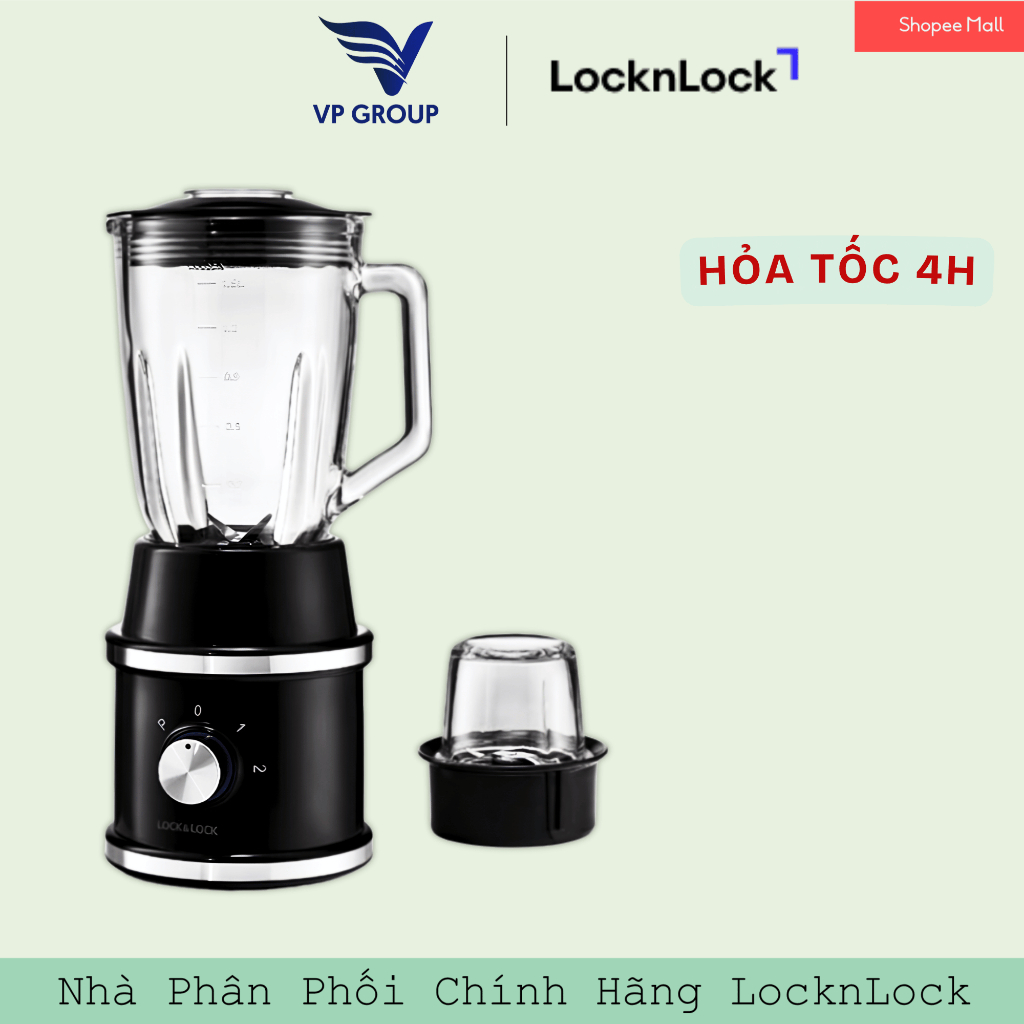 EJM376BLK - Máy xay sinh tố LocknLock Chính Hãng High Speed Blender 220-240V, 50/60Hz, 600W - Màu đe