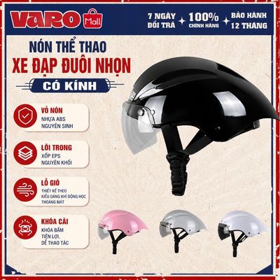 Nón Xe Đạp Thể Thao Đuôi Nhọn Nửa Đầu Có Kính