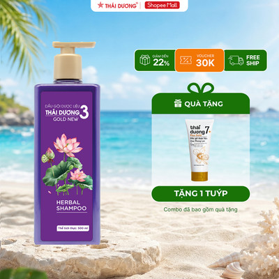 [Mua 1 Tặng 1] Dầu Gội Dược Liệu Thái Dương 3 GOLD (Chai 500ml, Hoa Sen) Tặng 1 Dầu gội Thái Dương 7 Plus 50g