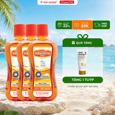 COMBO 3 Nước súc miệng Valentine 500ml Tặng 1 tube Dầu gội Thái Dương 7 Plus Gold 50g