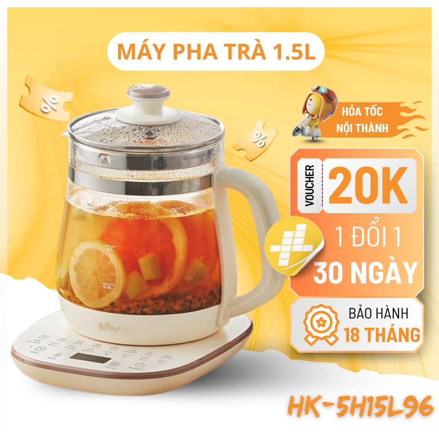 Máy Đun Nước Pha Trà Bear HK-5H15L96 1.5L Đa Chức Năng Bảo Hành Chính Hãng 18 Tháng