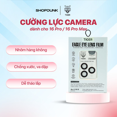 Kính dán cường lực Tiger Camera Lens Protector cho iPhone 16 Pro/ 16 Pro Max