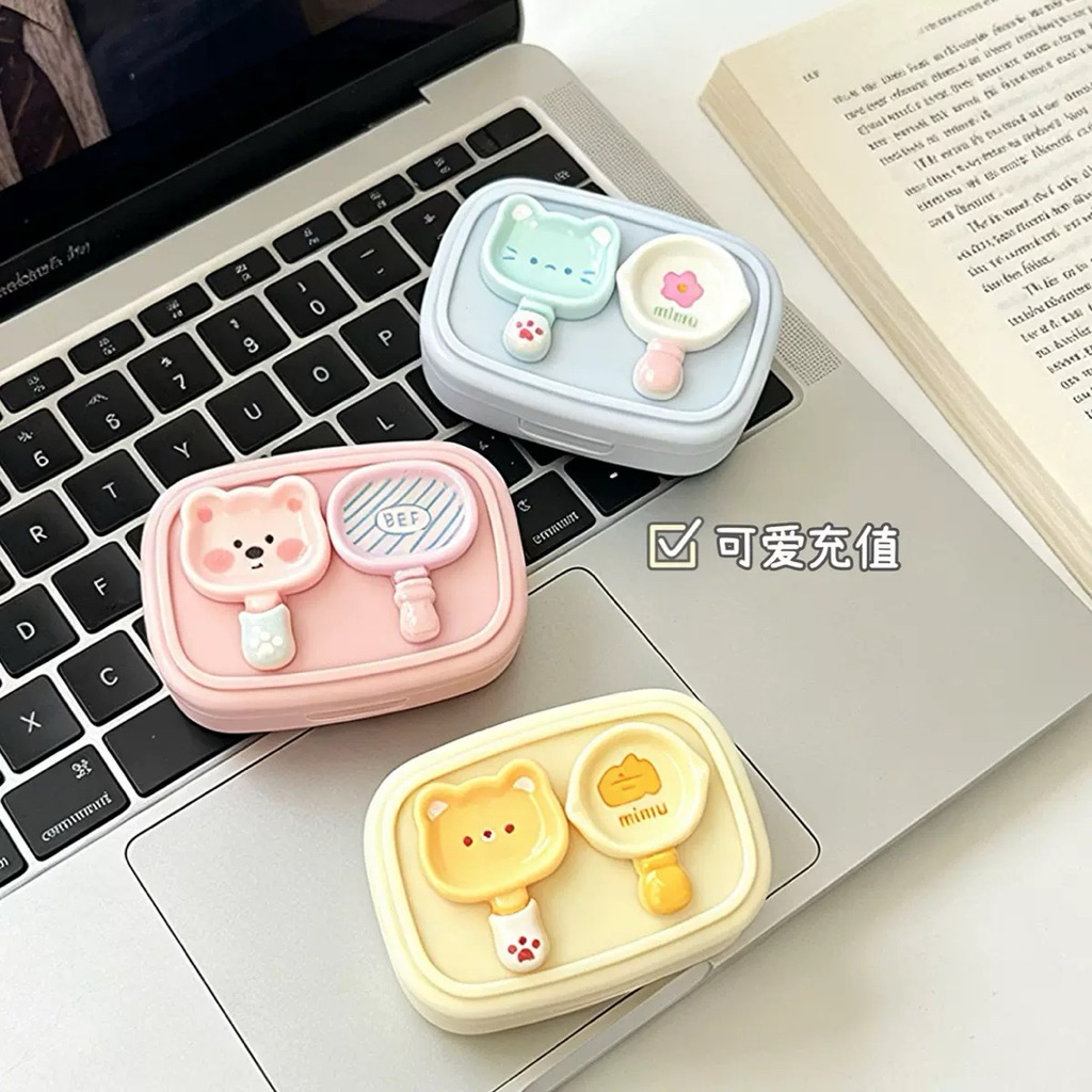 BEAR LENS Khay Charm Đựng Lens Hình Chảo Mặt Gấu Dễ Thương