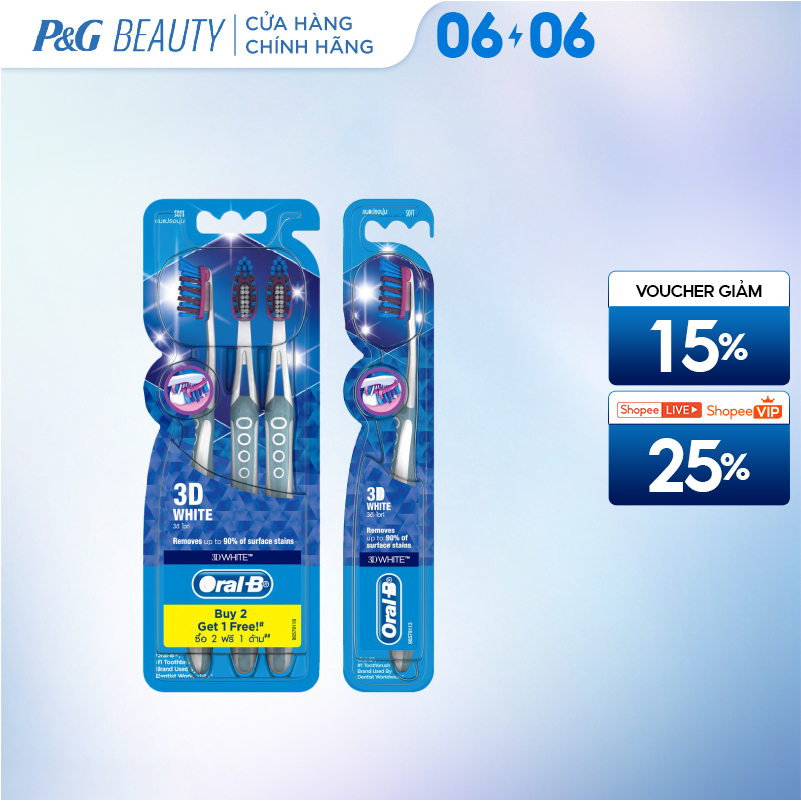 Bàn Chải ORAL-B 3D White - Vỉ 1 Cây/ 3 Cây