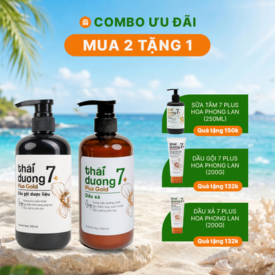 [MUA 2 TẶNG 1] Cặp Dầu gội & Dầu xả Thái Dương 7 Plus Gold 500ml tặng kèm quà