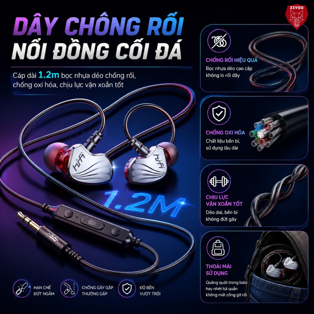 Tai Nghe Có Dây Nhét Tai ZIYOU S2000 BASS Khủng Driver Dynamic 14mm Chiến Hết Mọi Loại Game Chống Ồn | BigBuy360 - bigbuy360.vn