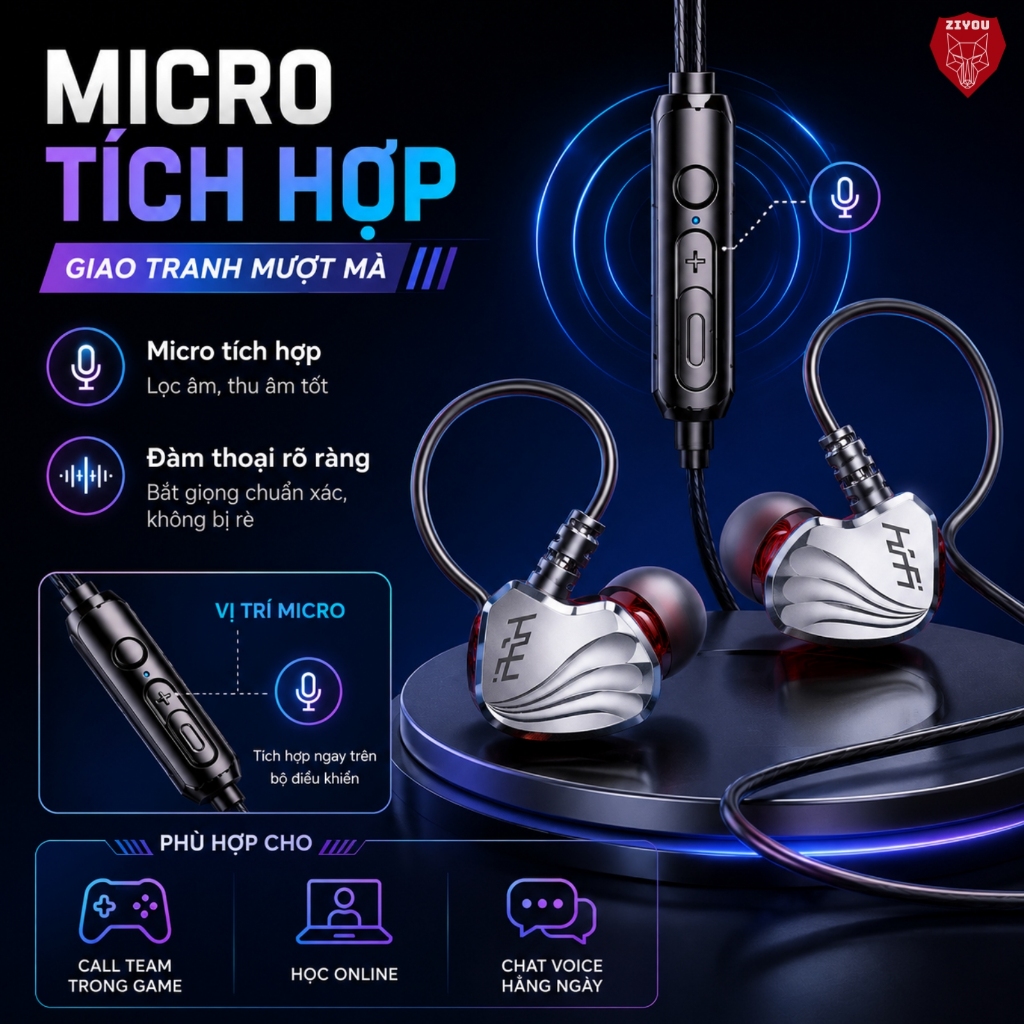 Tai Nghe Có Dây Nhét Tai ZIYOU S2000 BASS Khủng Driver Dynamic 14mm Chiến Hết Mọi Loại Game Chống Ồn | BigBuy360 - bigbuy360.vn