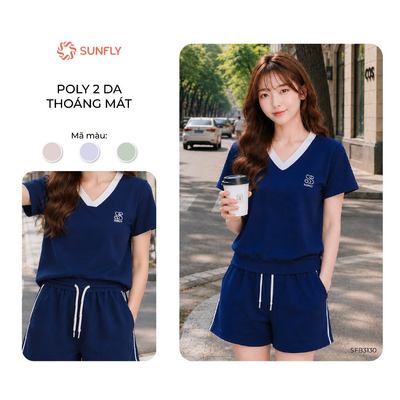 Set đồ nữ SUNFLY poly cotton 2da áo cộc quần sooc năng động SFB3130