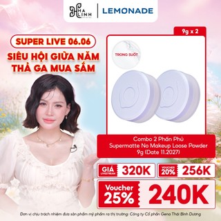 [Võ Hà LinhxLemonade] HSD11.2027Combo 2 phấn phủ mỏng nhẹ kiềm dầu thuần chay chống nắng SupermatteNoMakeupLoosePowder9g