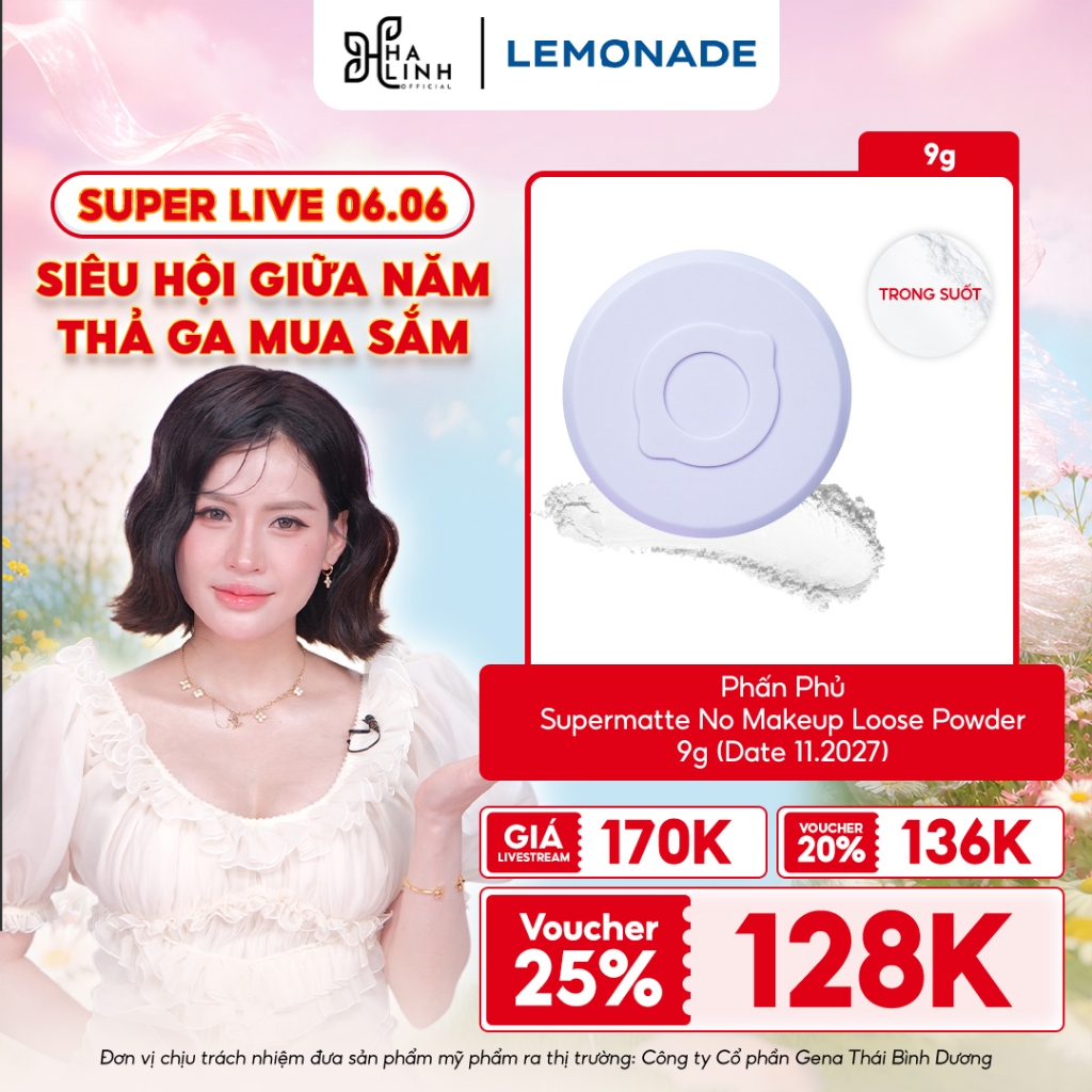 [Võ Hà Linh x Lemonade]Phấn Phủ Lemonade Supermatte No Makeup Loose Powder 9g- không màu