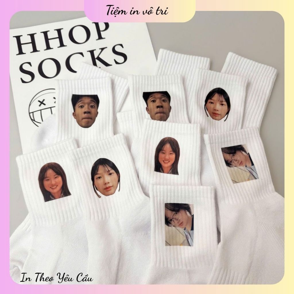 HỎA TỐC In tất theo yêu cầu in hình người yêu tất cotton dày dặn in tất chibi