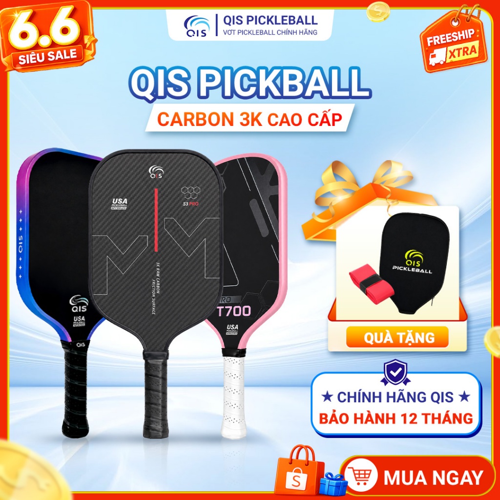 Vợt Pickleball T700 Pro S3 Pro QIS - Vợt Pickleball Cho Người Mới Chơi Đến Chuyên Nghiệp