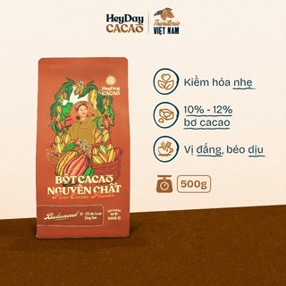 Bột cacao nguyên chất 100% không đường Heyday - Dòng Balanced phổ thông - Túi 500g