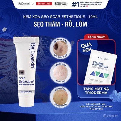 [Live KOC] Kem Xóa Mờ Sẹo Lõm Scar Esthetique 10ML, Sẹo Rỗ Lõm, Sẹo Mụn, Sẹo Thâm - Rejuvaskin, Hoa Kỳ