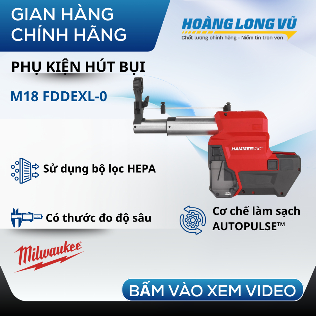 Phụ kiện hút bụi máy khoan Milwaukee M18 FDDEXL-0 Cho máy M18 FH, M18 FHX, M18 ONEFH và M18 ONEFHX