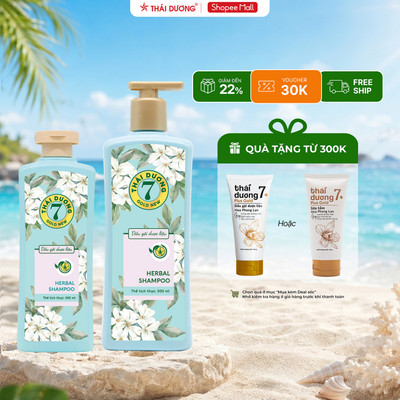 Bộ Dầu gội xả Thảo dược Thái Dương 7 Hoa Bưởi Tây 500ml/ 200ml dành cho tóc gàu ngứa, nấm da đầu