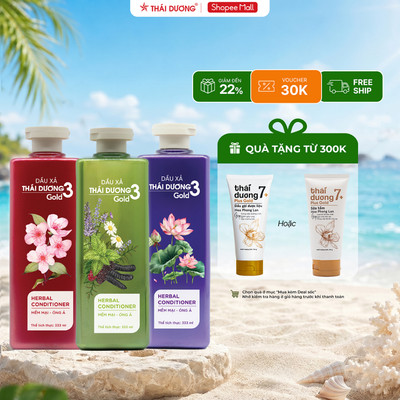 Dầu xả dược liệu Thái Dương 3 Hoa sen, Hoa Đào, Hoa Lá - Sao Thái Dương