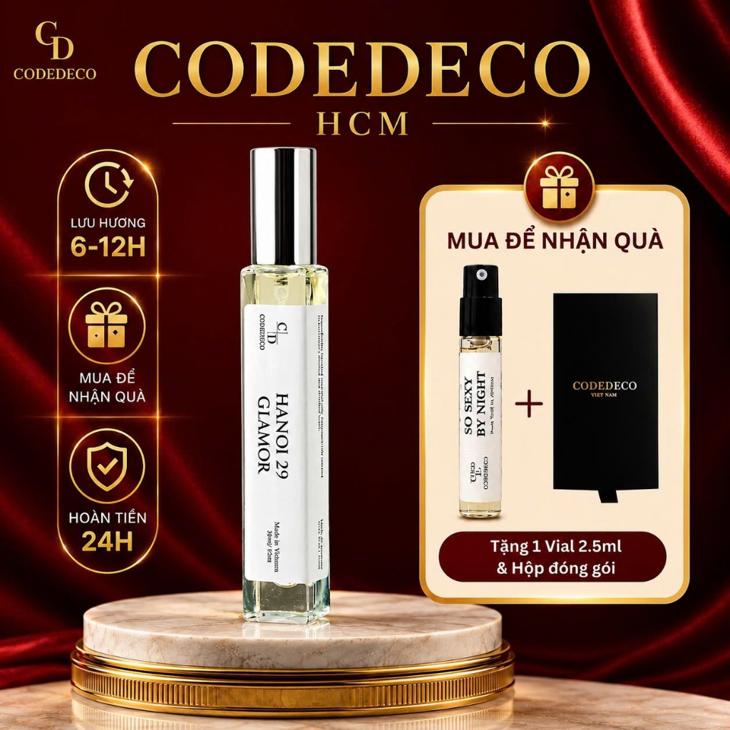 Tinh dầu nước hoa CODEDECO Hanoi 29 Glamor 10ml Nhẹ Nhàng, Thanh Lịch, Tinh Tế