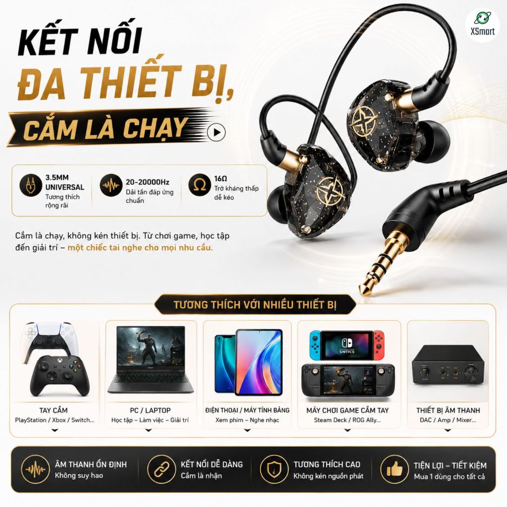 Tai Nghe Dây Nhét Tai Chống Ồn X6 Âm Thanh Siêu Bass Nghe Nhạc, Xem Phim, Tích Hợp Mic, Jack 3.5mm | BigBuy360 - bigbuy360.vn