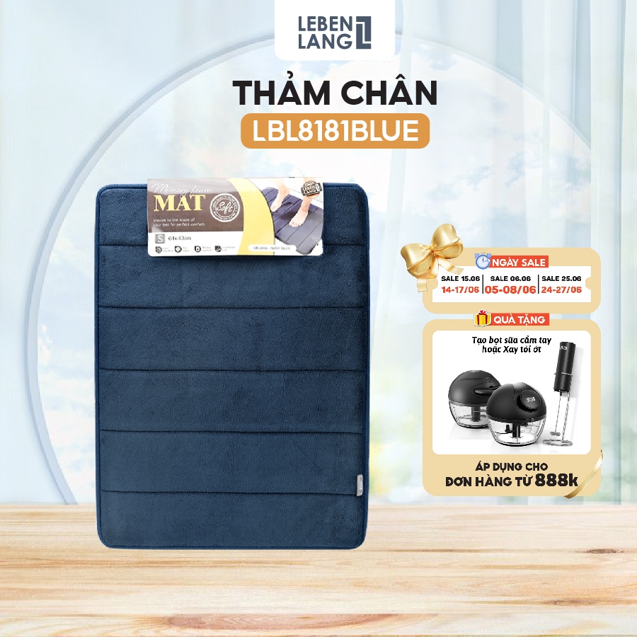 Thảm lau chân Lebenlang LBL8181 thấm hút nước đế cao su chống trơn trượt phòng tắm - hàng chính hãng