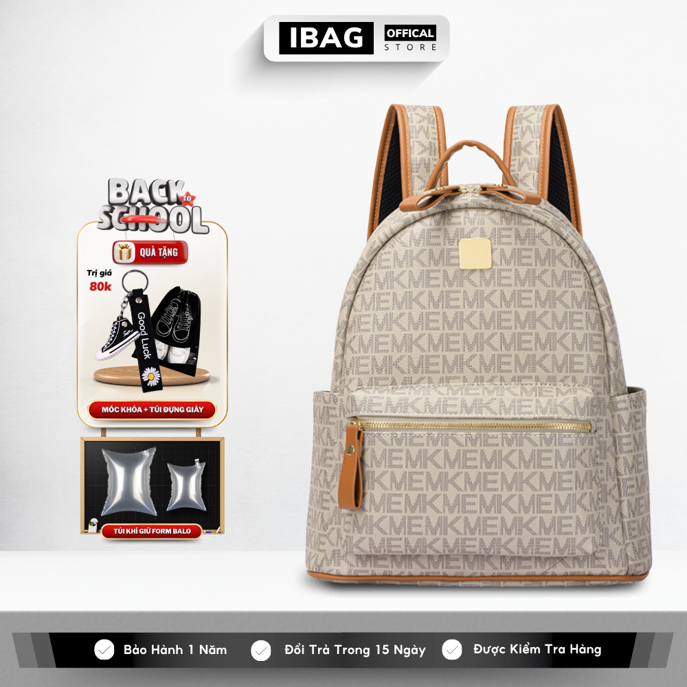 Balo Da Đi Học IBAG Balô Da Thời Trang Nam Nữ Cặp Da Pu Cao Cấp Ba Lô Da Cặp Đi Học Ulzzang Balo Đựn