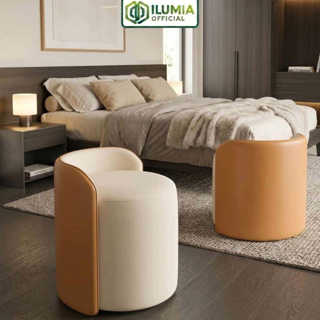 Ghế đôn bọc da cao cấp simili thương hiệu ILUMIA