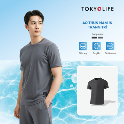 Áo thun nam cổ tròn form thể thao năng động chất liệu co giãn thoáng mát 40000351 TOKYOLIFE